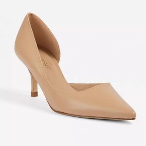 LK BENNETT WOMEN’S NWOT HAZEL D’ORSAY POINTED LEATHER HEEL BEIGE BEI-TRENCH SZ38